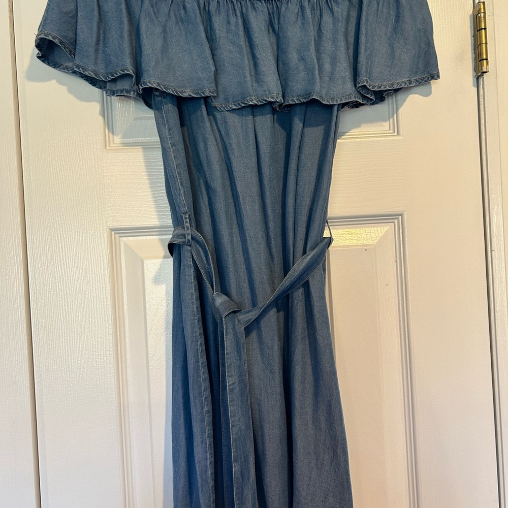 Haute Monde Blue Off-Shoulder Midi Dress
